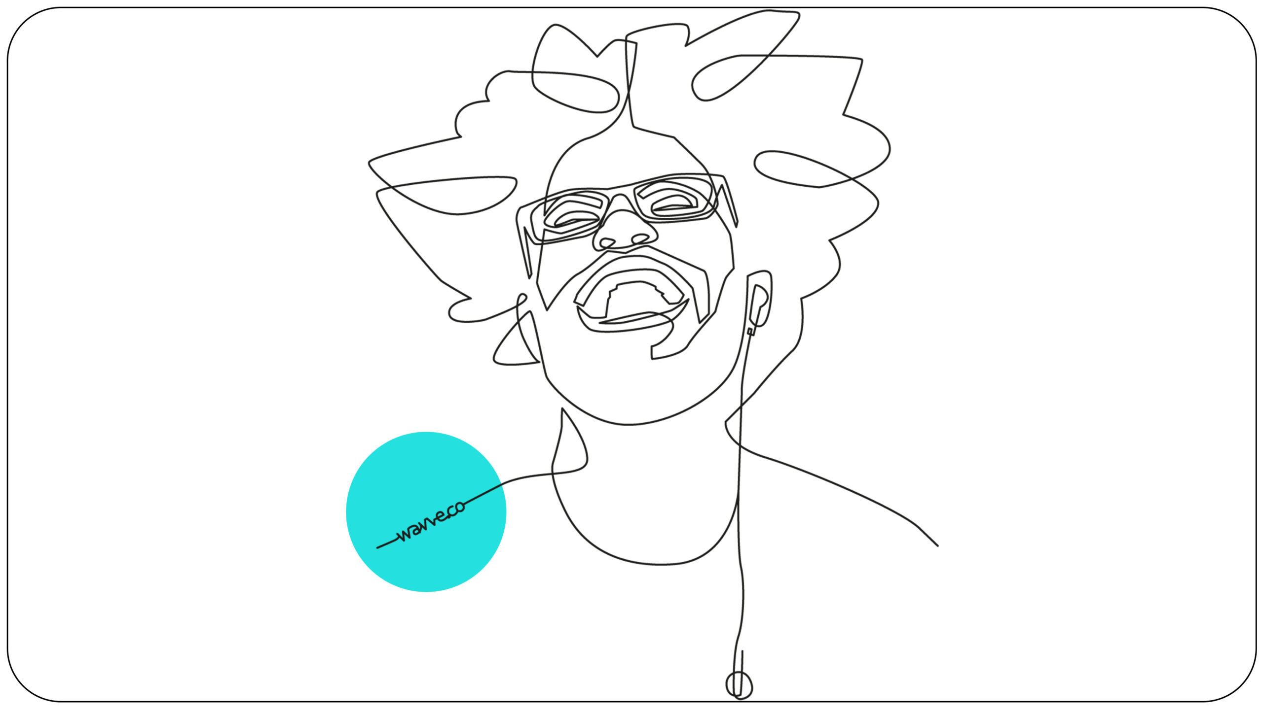 wavve line art of man laughing